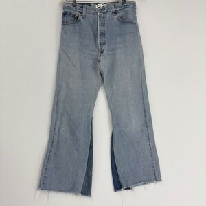 RE/DONE Levi's Reconstructed Jeans Womens‎ 28 Light Blue Wide Leg Flare Raw Hem